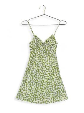 Princess Polly Green Floral Mini Dress Cottagecore Fairycore Size 6